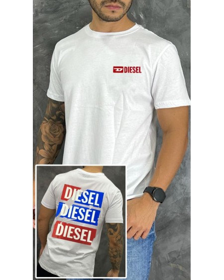 CAMISETA ESTAMPADA DIESEL AZUL Y ROJO