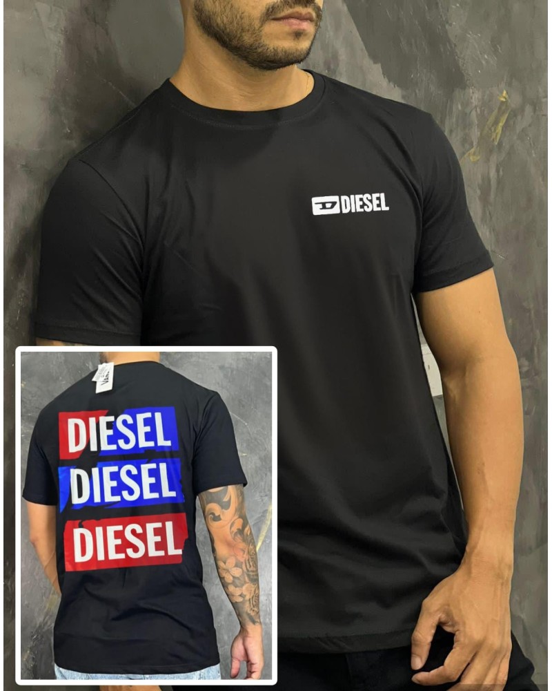 CAMISETA ESTAMPADA DIESEL AZUL Y ROJO